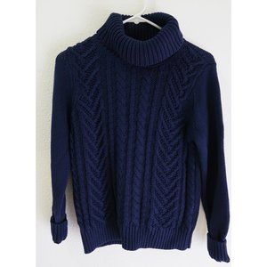 Lands End Blue Knit Turtleneck Sweater